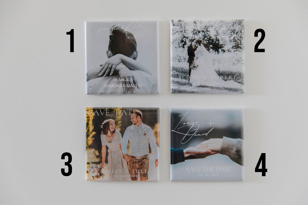 Personalisierte „Save the Date“- Hochzeitsmagnete | Eure Liebe als edler Hingucker