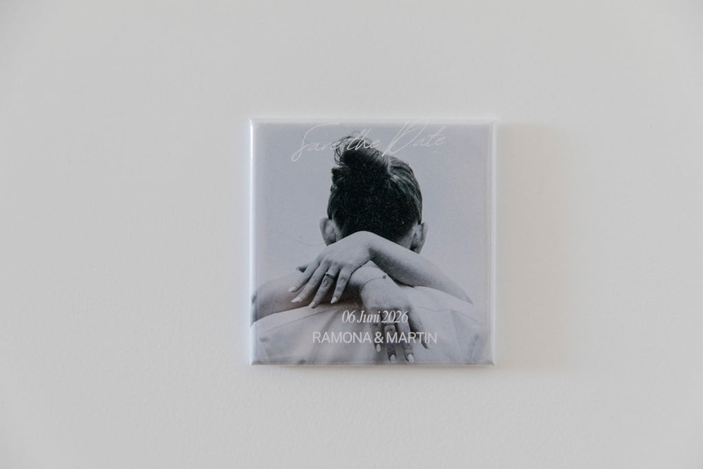 Personalisierte „Save the Date“- Hochzeitsmagnete | Eure Liebe als edler Hingucker