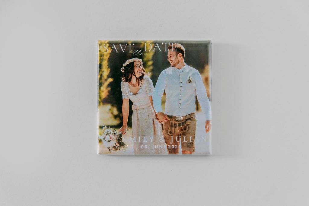 Personalisierte „Save the Date“- Hochzeitsmagnete | Eure Liebe als edler Hingucker