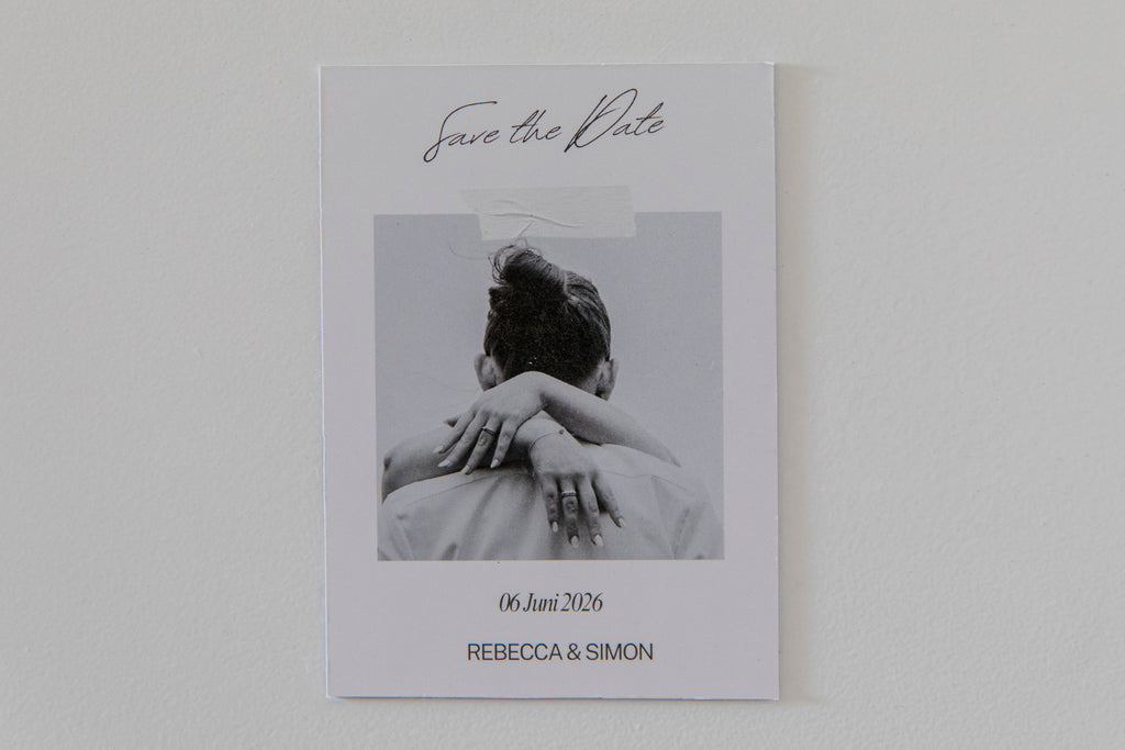 Personalisierte „Save the Date“- Hochzeitsmagnete im Retro-Stil | Flexibles Magnetblatt