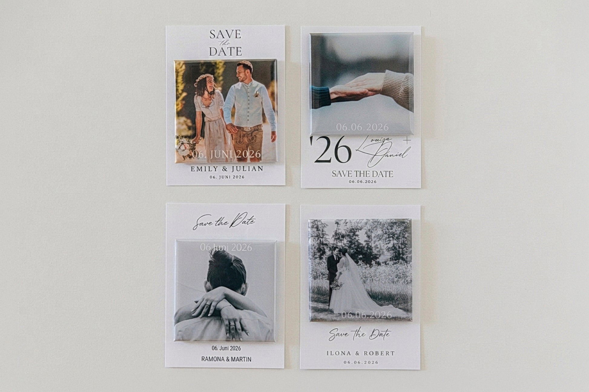 Personalisierte „Save the Date“-Karten mit integriertem Kühlschrankmagneten