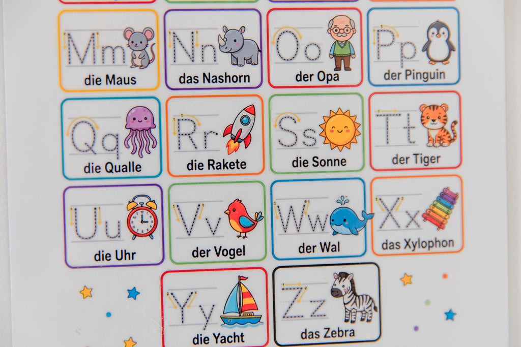 Magnetisches Arbeitsblatt „Mein buntes ABC – Buchstaben nachfahren“ | Format DIN A4 l Magnetisch & Wiederverwendbar