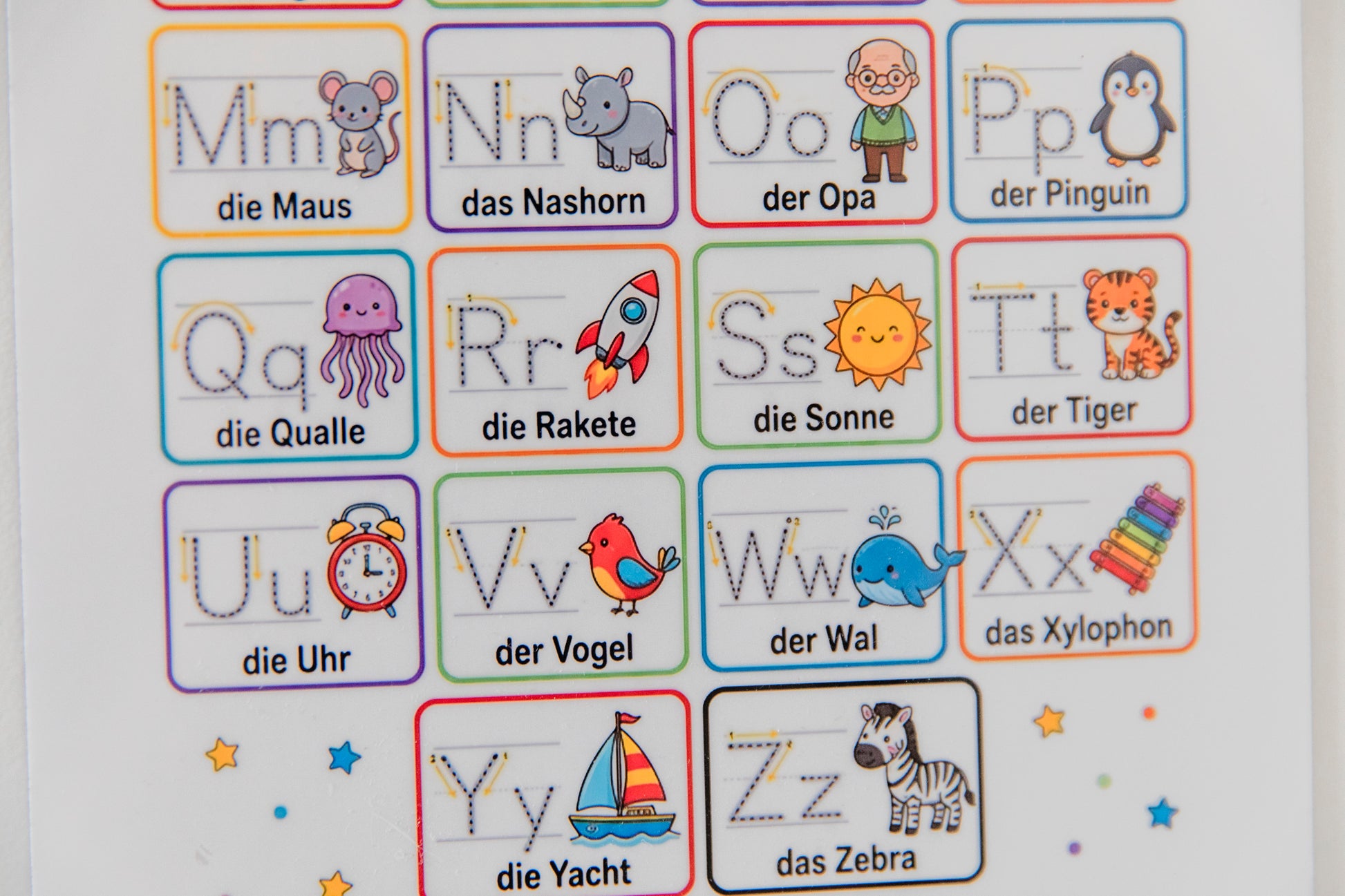 Magnetisches Arbeitsblatt „Mein buntes ABC – Buchstaben nachfahren“ | Format DIN A4 l Magnetisch & Wiederverwendbar