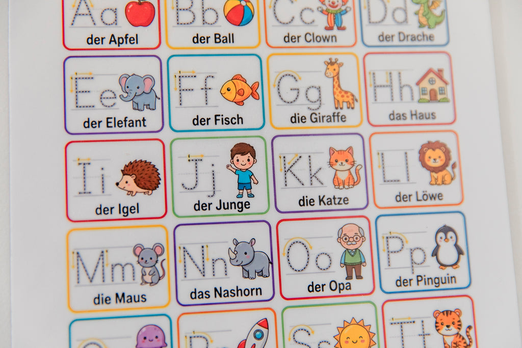 Magnetisches Arbeitsblatt „Mein buntes ABC – Buchstaben nachfahren“ | Format DIN A4 l Magnetisch & Wiederverwendbar