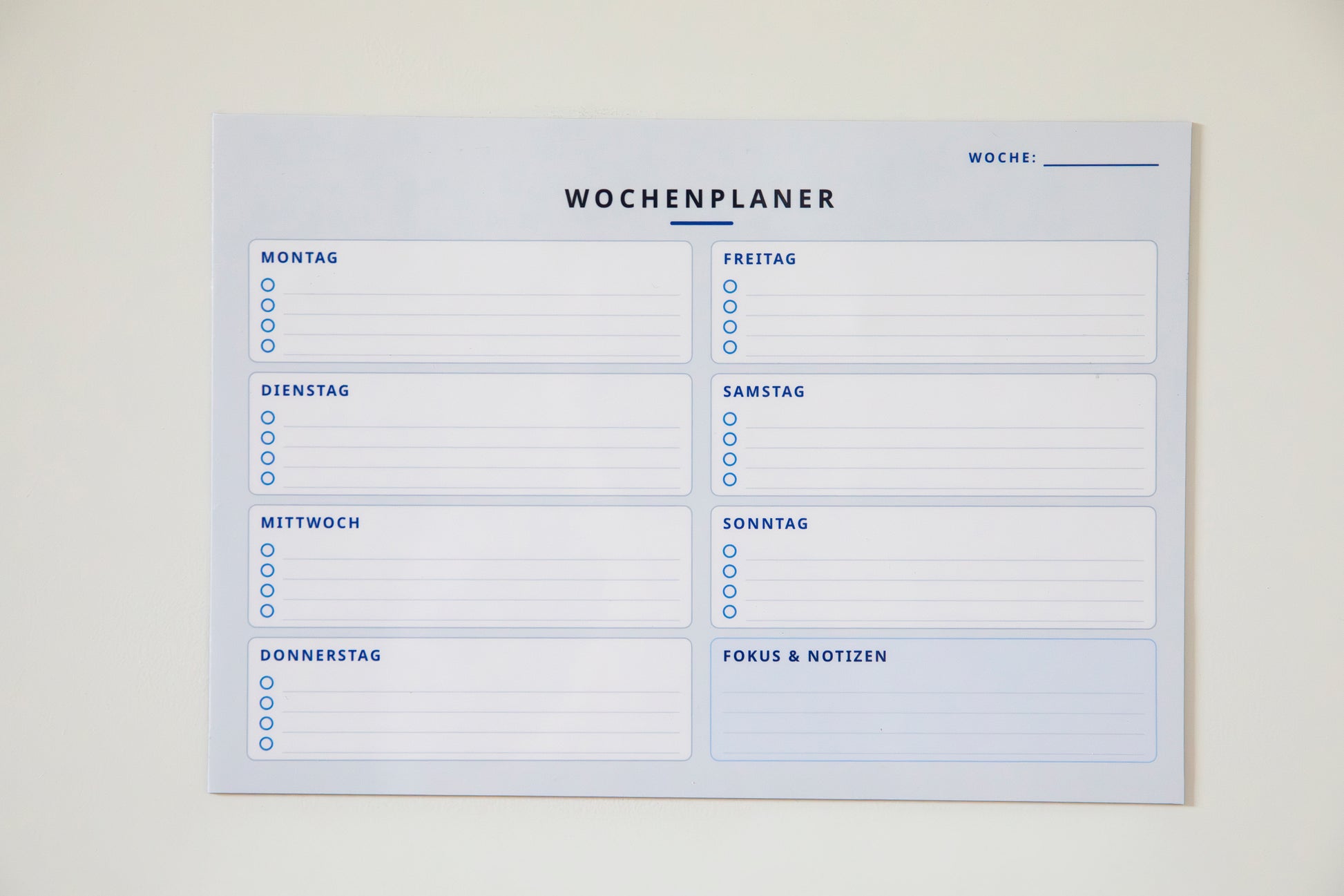 Magnetischer Wochenplaner (DIN A4) – Wiederverwendbare Wochenübersicht