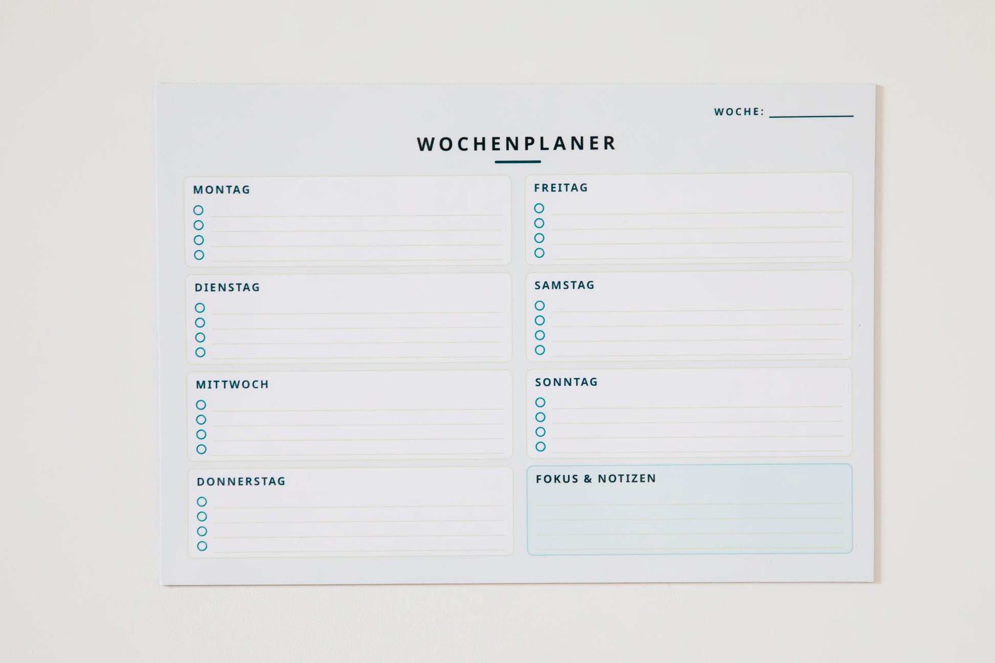 Magnetischer Wochenplaner (DIN A4) – Wiederverwendbare Wochenübersicht
