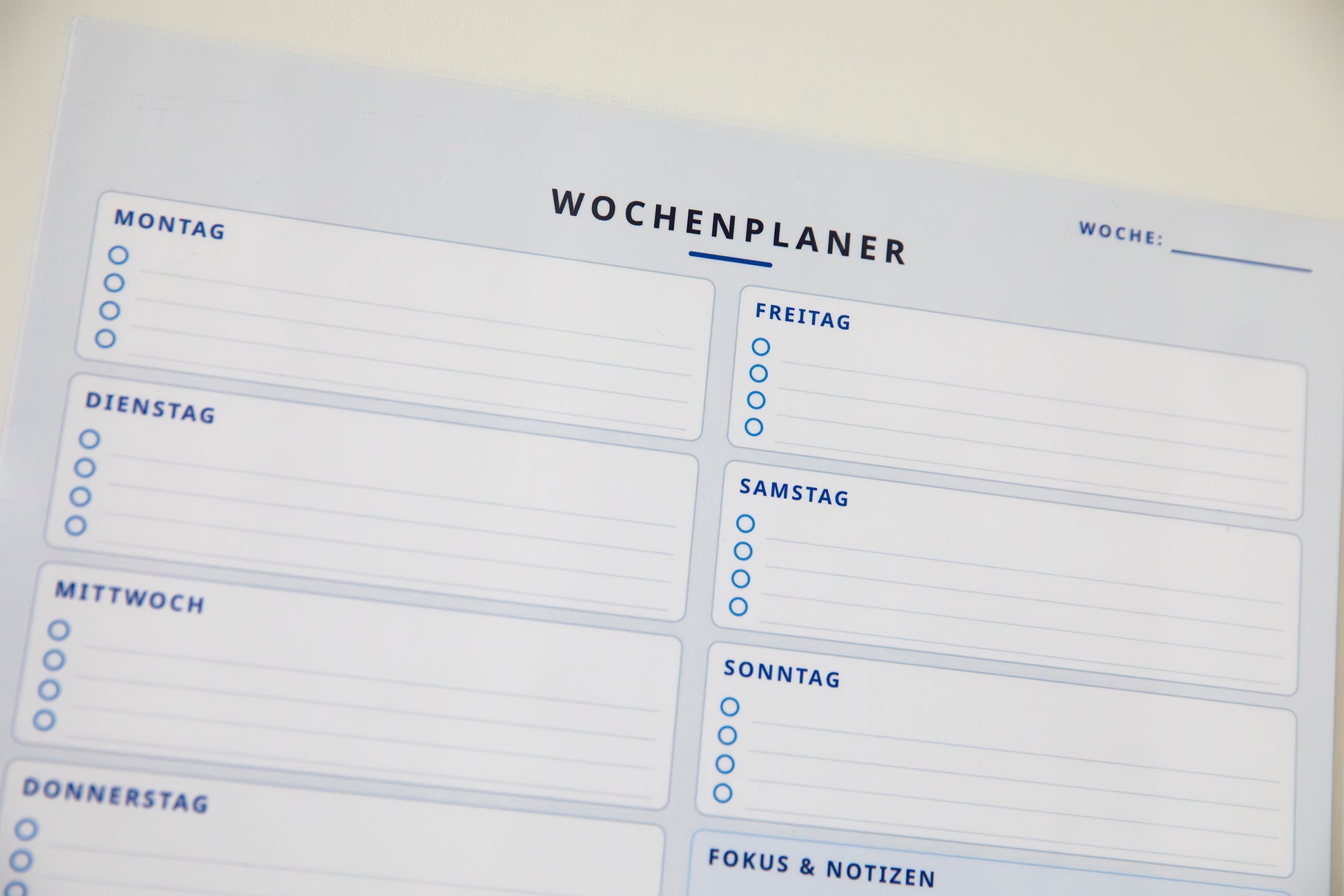 Magnetischer Wochenplaner (DIN A4) – Wiederverwendbare Wochenübersicht